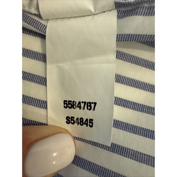 Ann Mashburn Mandarin Paulina Size XS Button Up Blue Striped Shirt Poplin - Picture 10 of 11